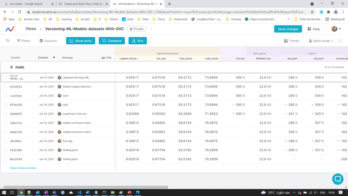 DVC Studio Experiment Tracker UI