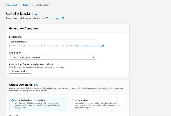 create an S3 bucket in AWS