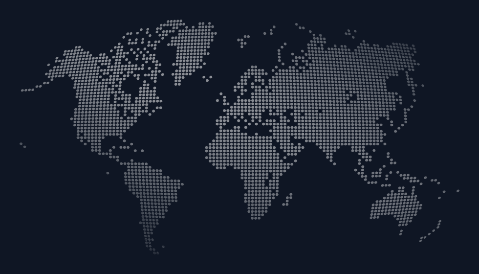 a world map with markers, showing the ReciprocateX team